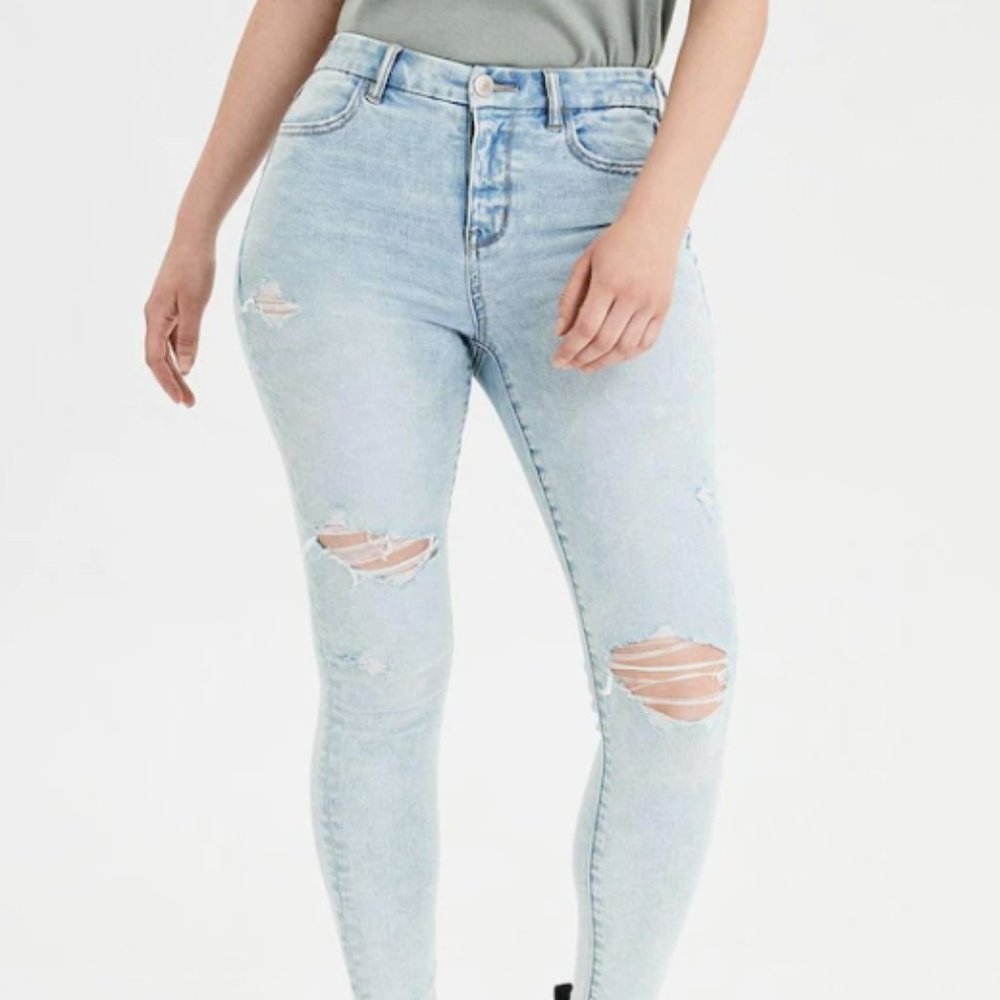 American Eagle Women Blue Ne(X)T Level Curvy High-Waisted Jegging